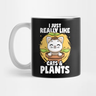 I Just Really Like Cats & Plants Lovers Botanical Plants Mug
